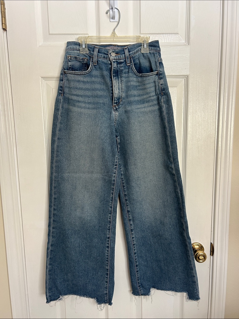 Joe's Jeans Wide Leg Frayed Hem Denim in Blue